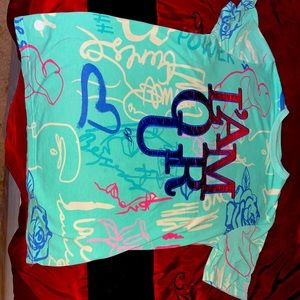 “I’AM OR YOU” Teal Shirt With Ombré Letters Size:S